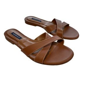 Margaux Sz 40 Women's Brown Leather The Slide Slip On Sandal